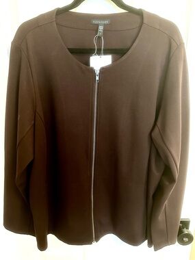 EILEEN FISHER Lovely Brown Zip-Front Jacket NWOT